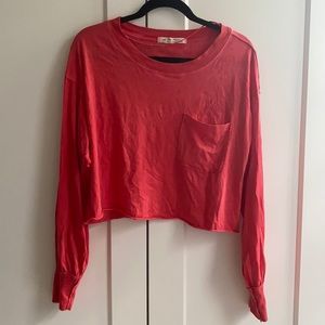 Free People Pink Cropped Long Sleeve shirt